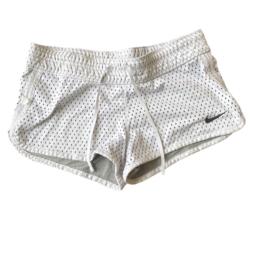 Nike Athletic Mesh Reversible Shorts White Grey Activewear Dolphin Hem S